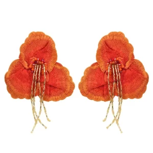 Orange Cattleya Earrings